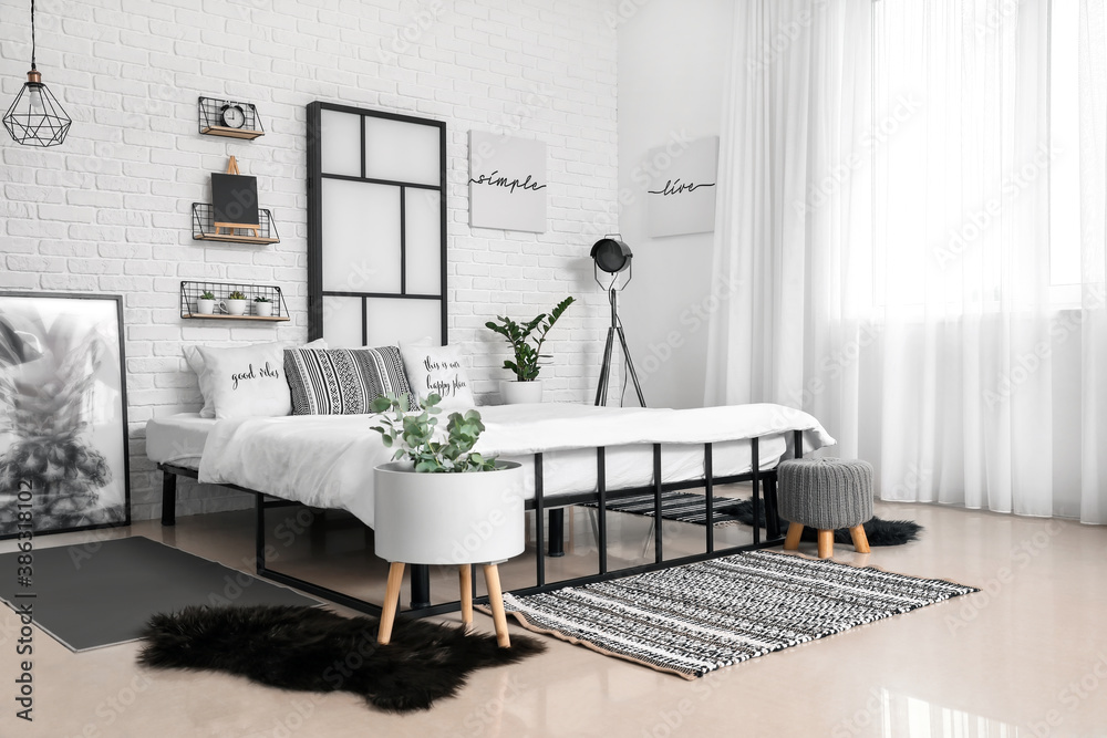 Interior of modern stylish bedroom