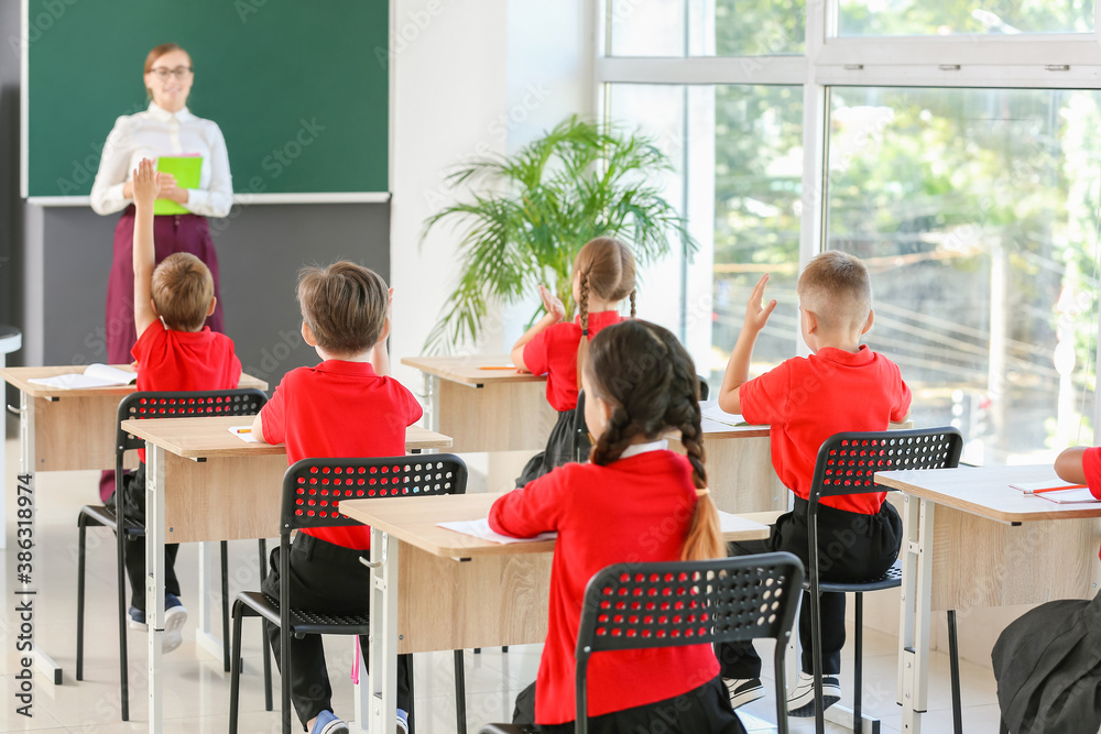 Teacher conducting lesson in classroom