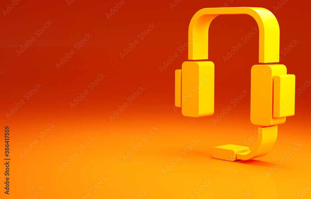 Yellow Online psychological counseling distance icon isolated on orange background. Psychotherapy, p