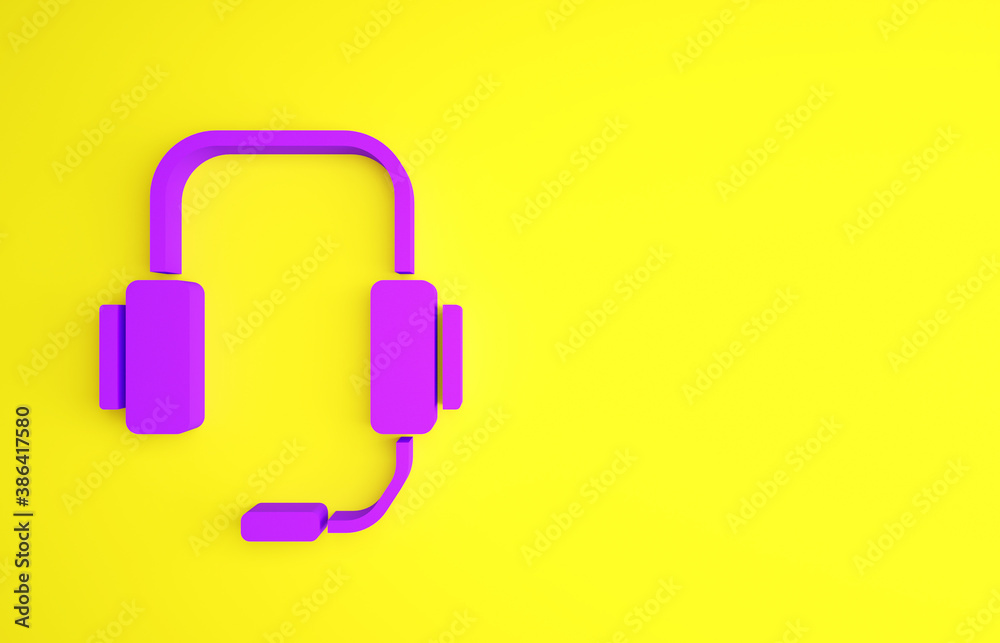 Purple Online psychological counseling distance icon isolated on yellow background. Psychotherapy, p