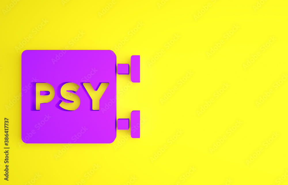 Purple Psychology icon isolated on yellow background. Psi symbol. Mental health concept, psychoanaly