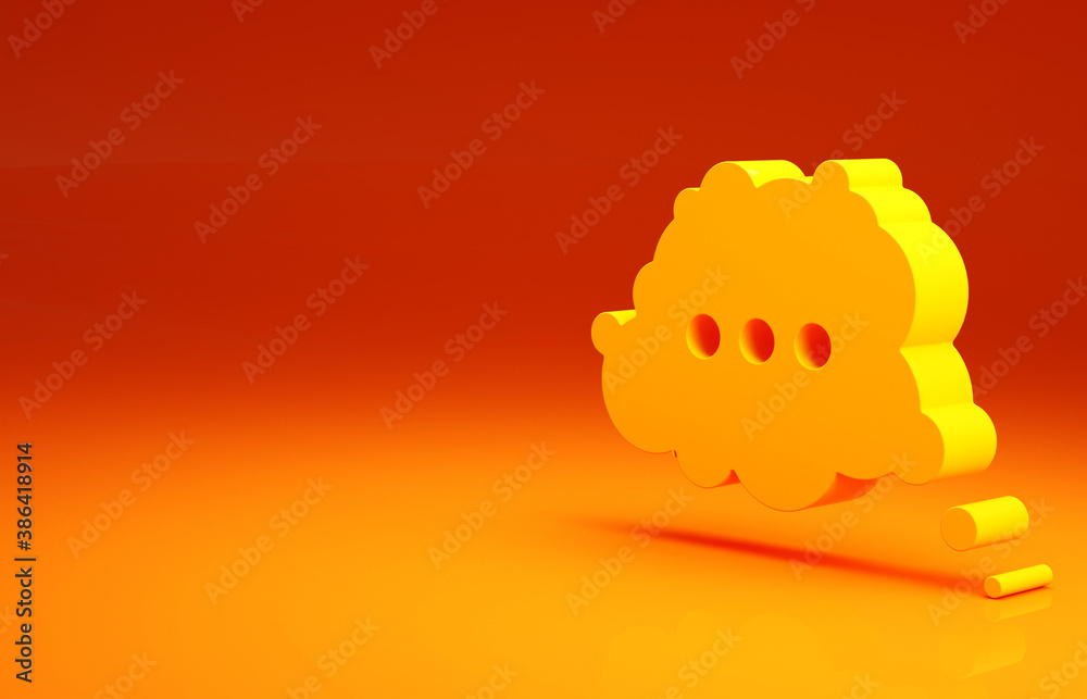 Yellow Speech bubble chat icon isolated on orange background. Message icon. Communication or comment