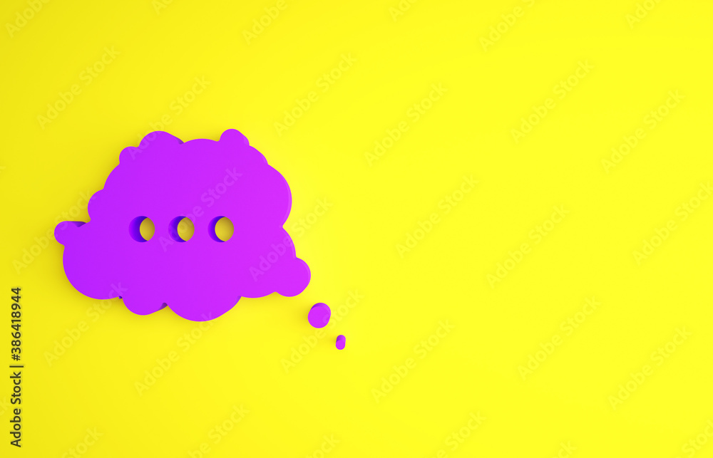 Purple Speech bubble chat icon isolated on yellow background. Message icon. Communication or comment