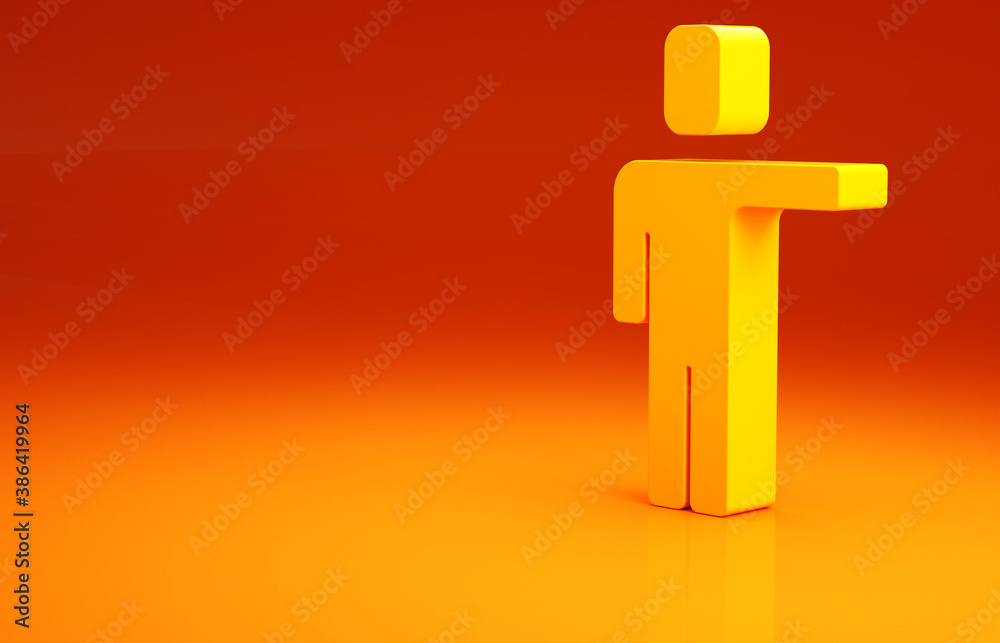 Yellow Head hunting icon isolated on orange background. Business target or Employment sign. Human re