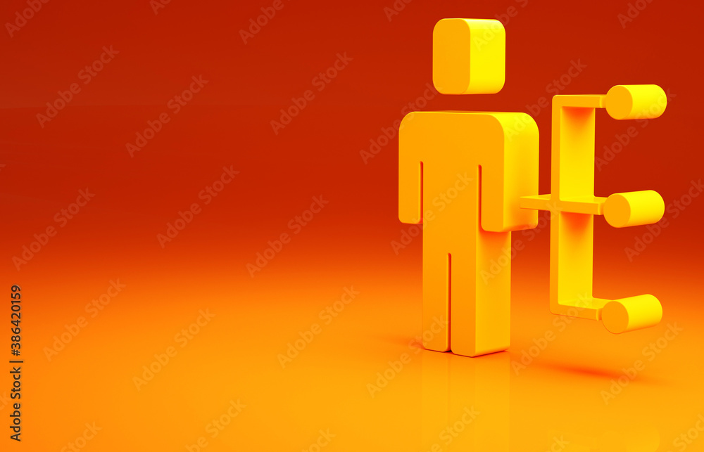 Yellow User of man in business suit icon isolated on orange background. Business avatar symbol user 