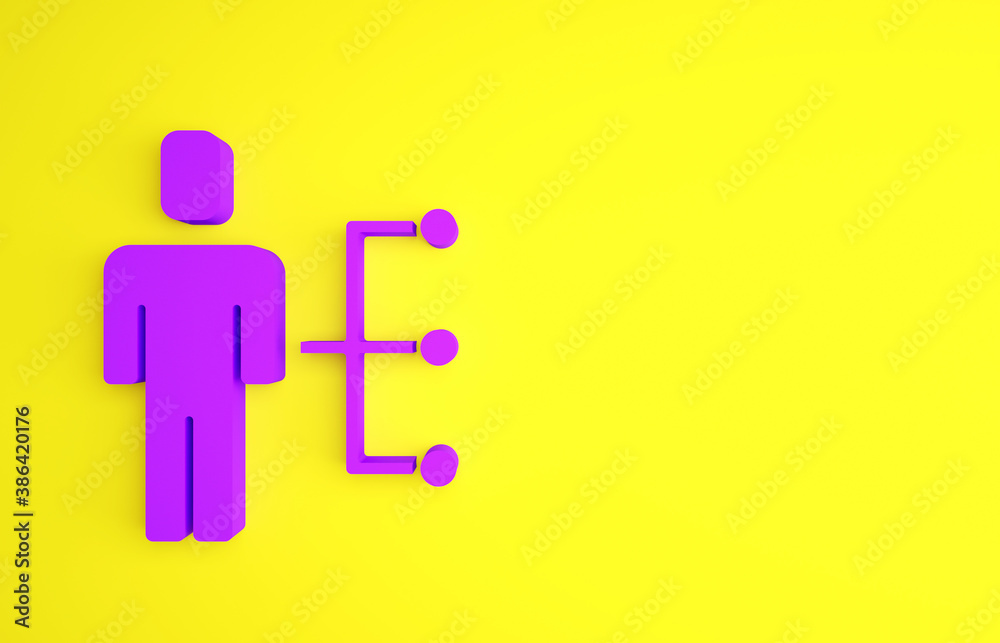 Purple User of man in business suit icon isolated on yellow background. Business avatar symbol user 