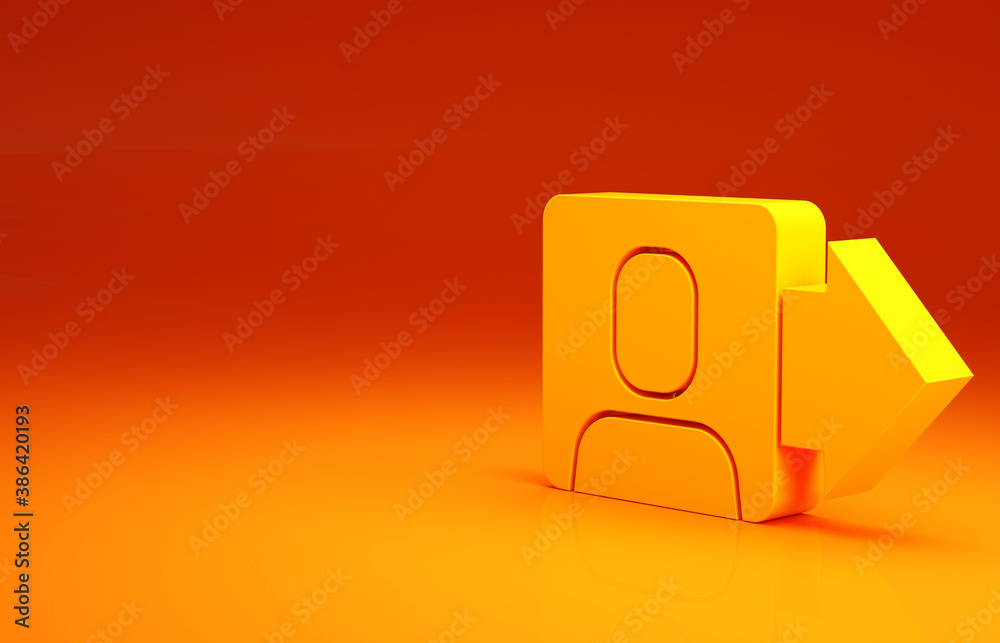 Yellow Leader of a team of executives icon isolated on orange background. Minimalism concept. 3d ill