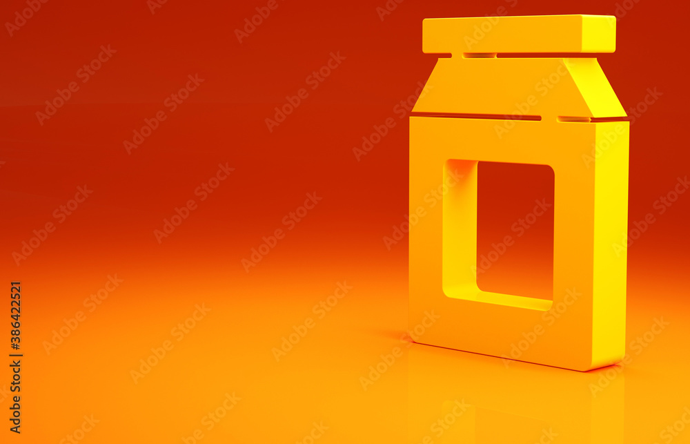 Yellow Online ordering and fast food delivery icon isolated on orange background. Minimalism concept