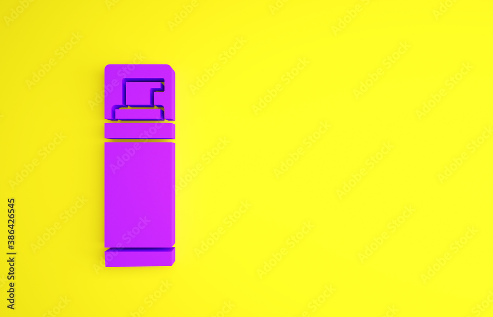 Purple Shaving gel foam icon isolated on yellow background. Shaving cream. Minimalism concept. 3d il