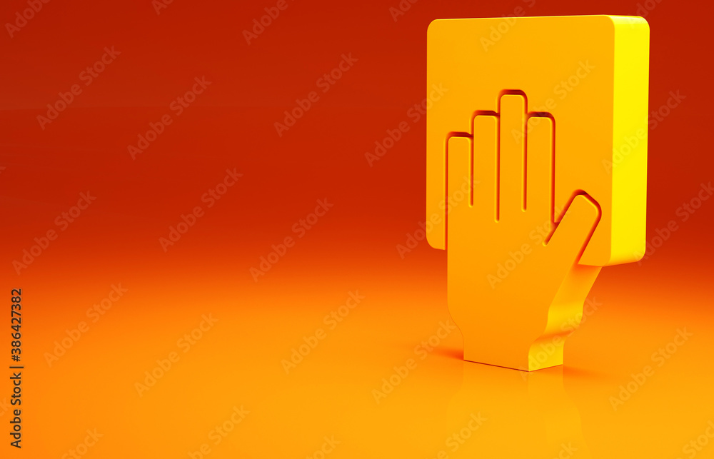 Yellow Cleaning service icon isolated on orange background. Minimalism concept. 3d illustration 3D r