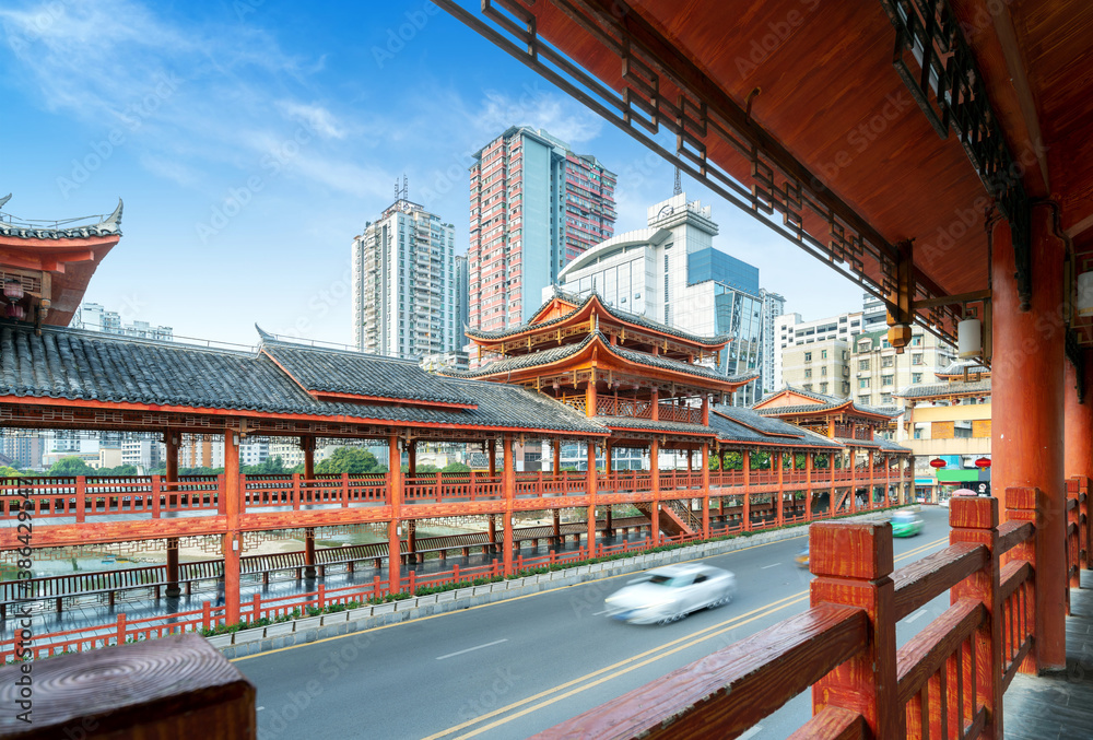 A bridge with ethnic characteristics, Duyun, Guizhou, China.