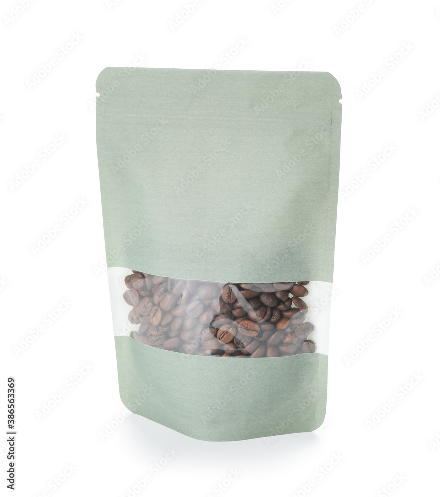 Blank coffee bag on white background