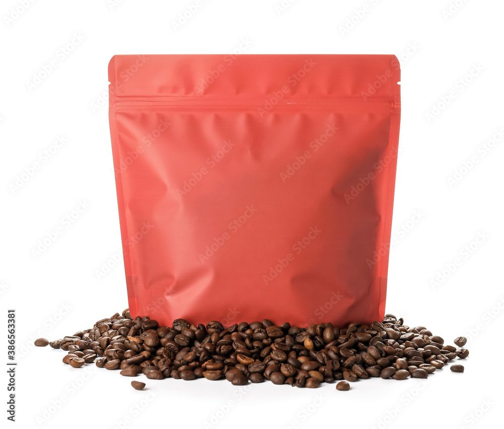 Blank coffee bag on white background