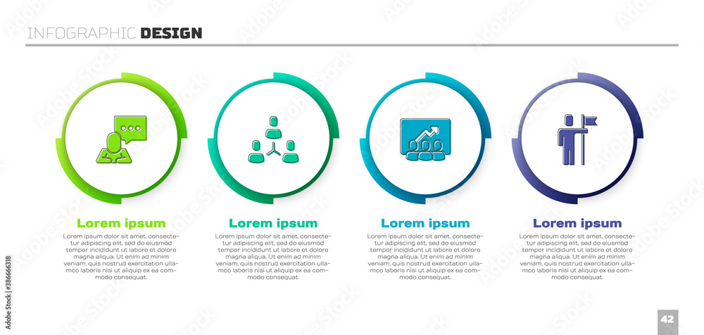 Set Speech bubble chat, Project team base, and Team leader. Business infographic template. Vector.