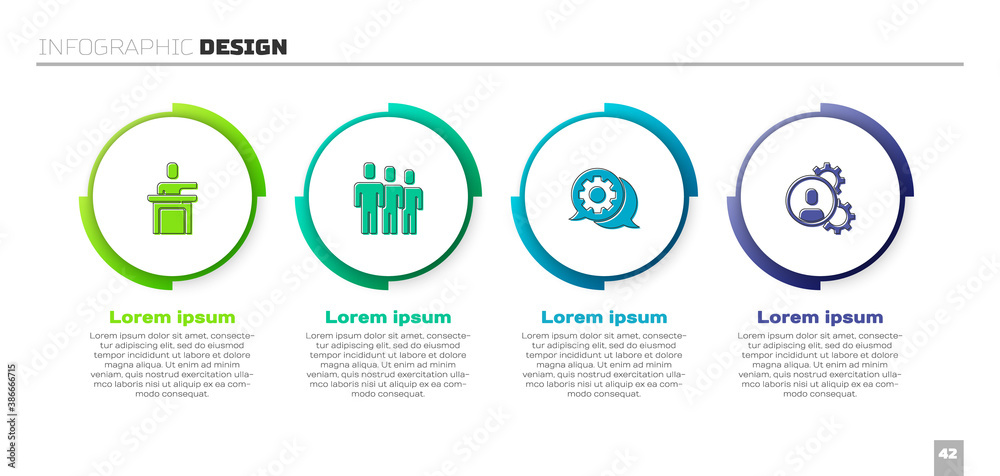 设置演讲者、用户组、语音气泡聊天和猎头。商业信息图模板。矢量