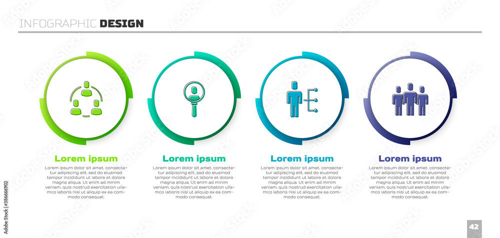 Set Project team base, Search people, User of man in business suit and Users group. Business infogra