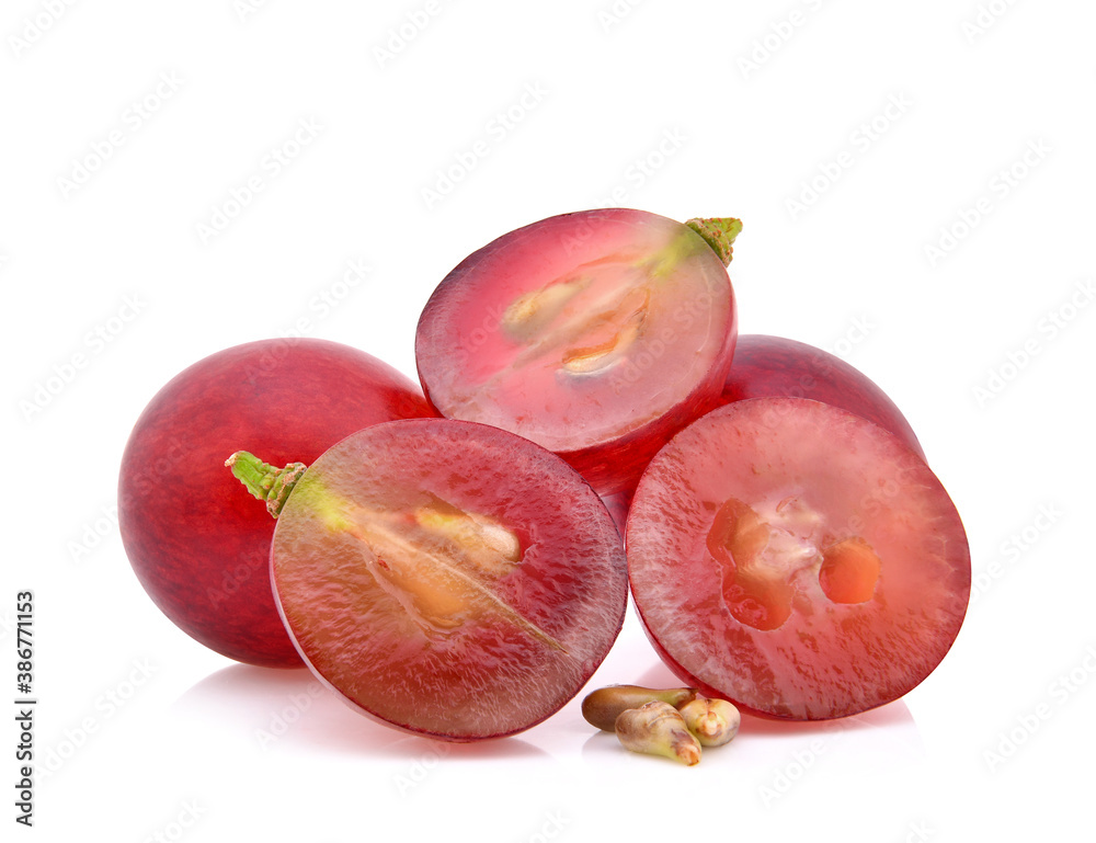 red grapes isolated on white background