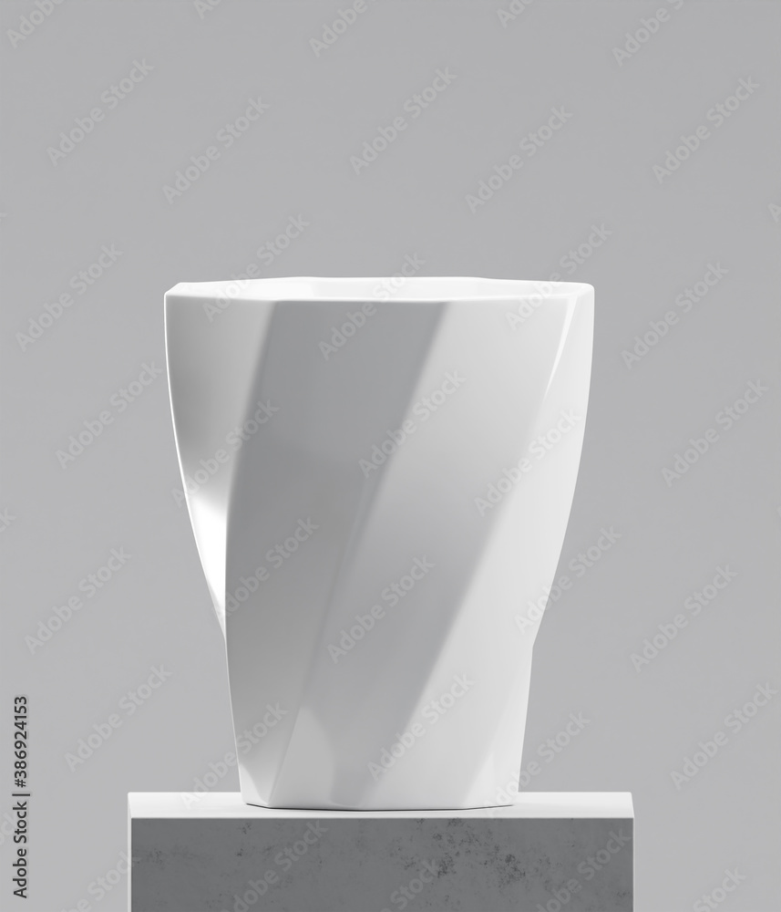 White vase on cement table