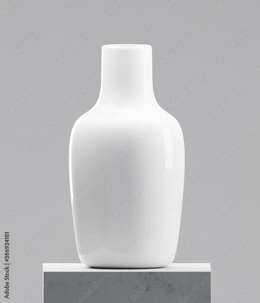 White vase on cement table