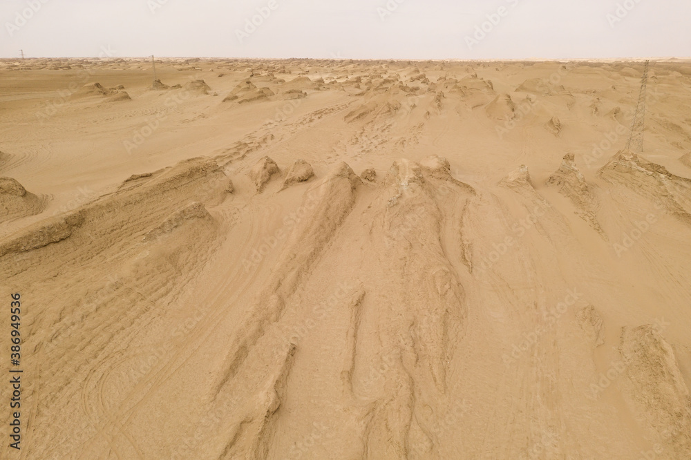 Dryness land with erosion terrain, geomorphology background.