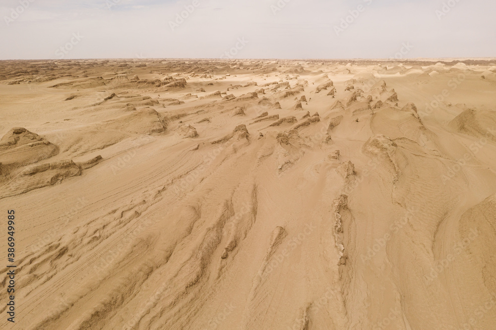 Dryness land with erosion terrain, geomorphology background.