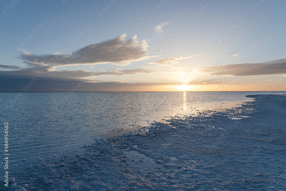 View of the salt lake, natural landscape background.