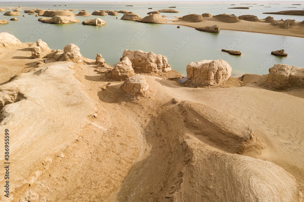 Wind erosion terrain landscape, yardang landform.