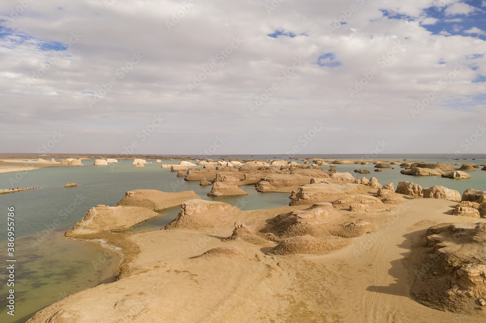 Wind erosion terrain landscape, yardang landform.