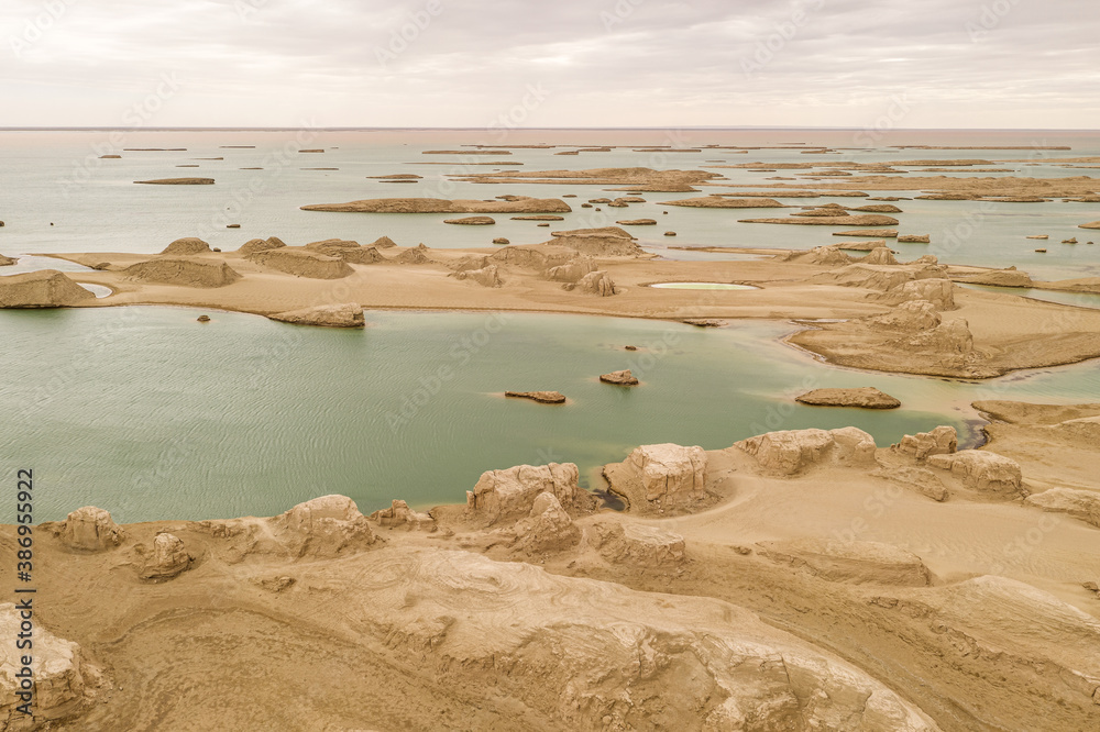 Wind erosion terrain landscape, yardang landform.