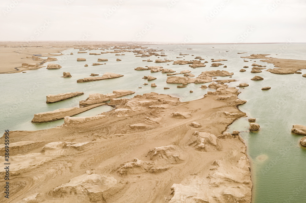 Wind erosion terrain landscape, yardang landform.