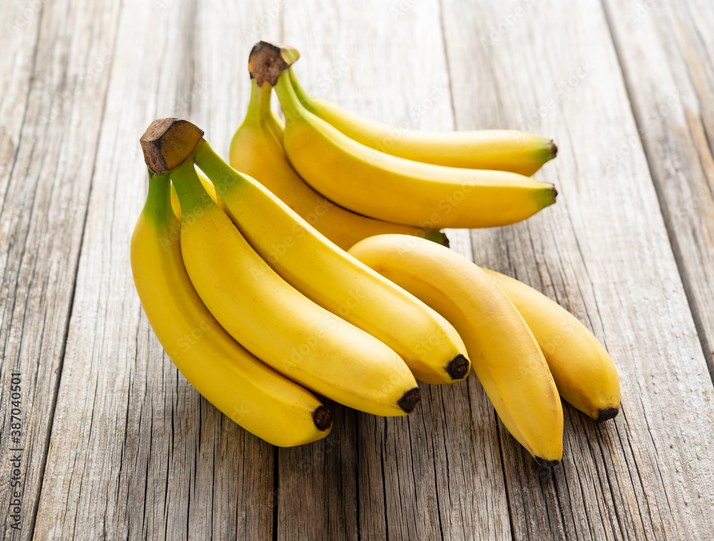 Bananas on an old wooden board