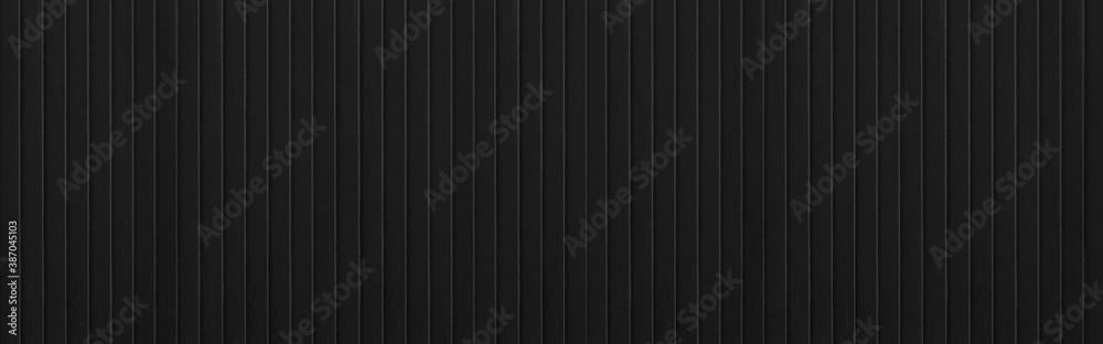 Panorama of Black Corrugated metal background and texture surface or galvanize steel