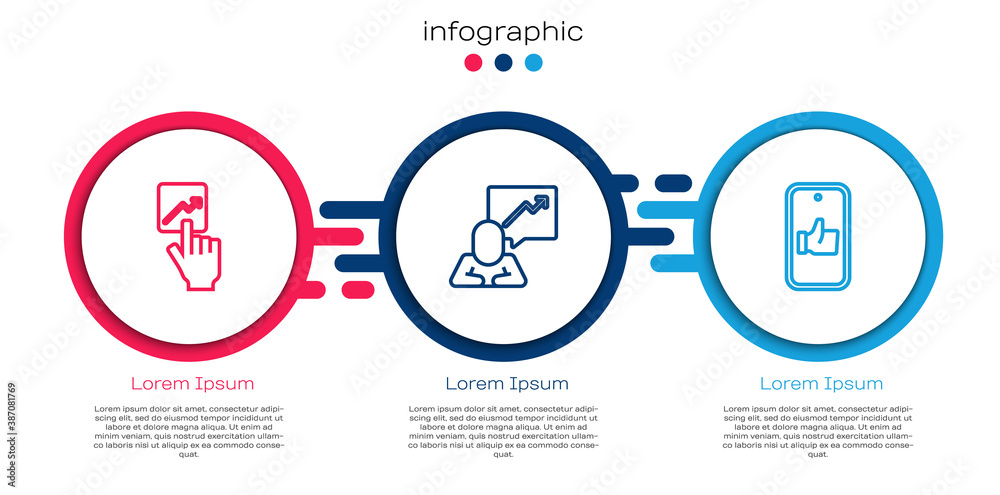 Set line Team leader, and Hand like. Business infographic template. Vector.