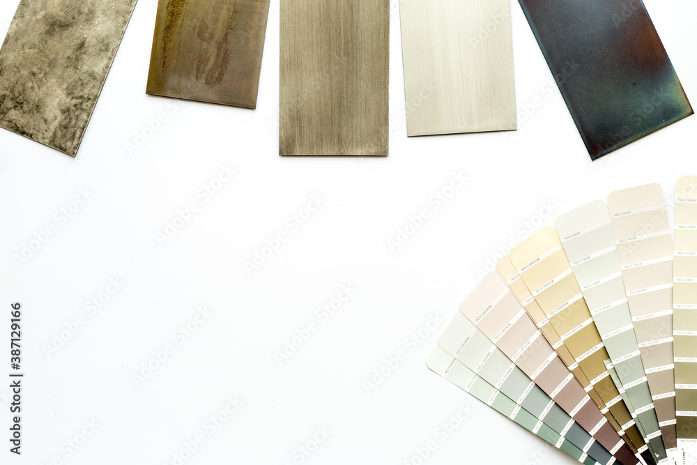 Sample of wood and countertops samples for furniture design, top view