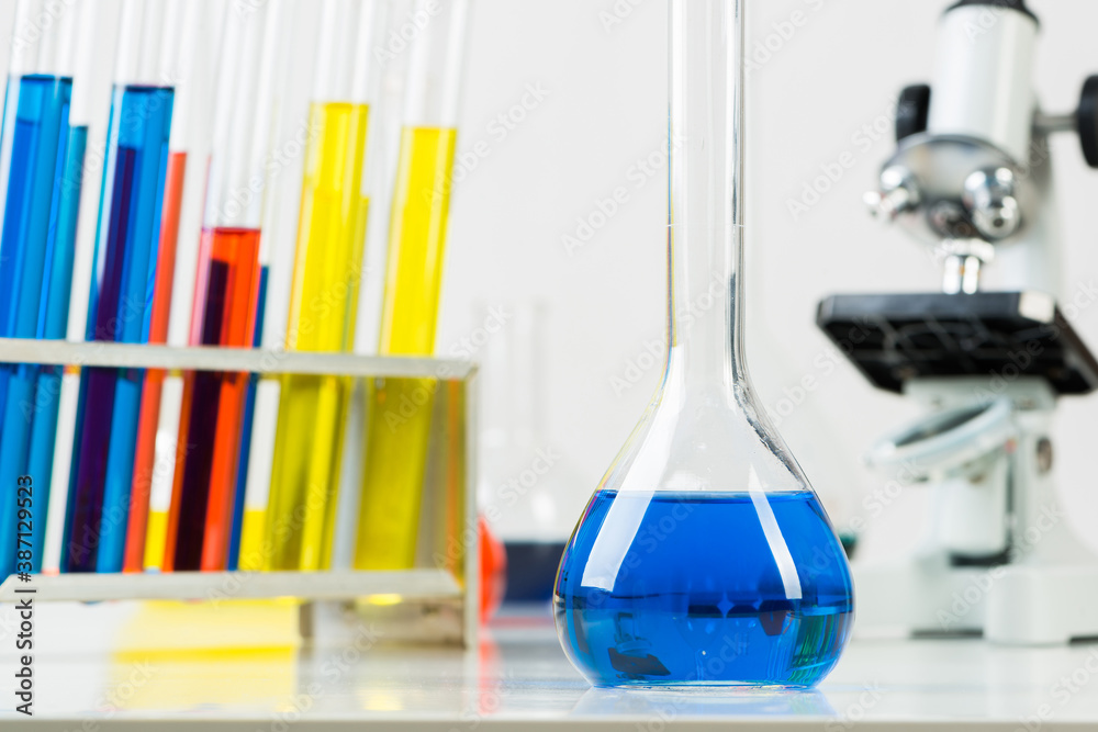 School chemical laboratory with glassware.