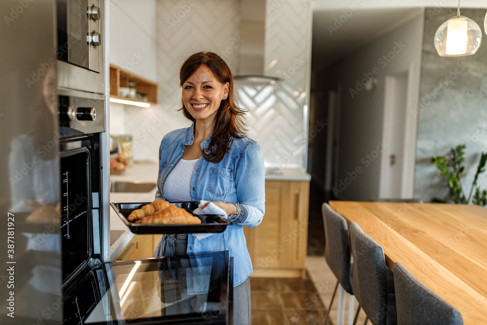 Bakery worker at home.