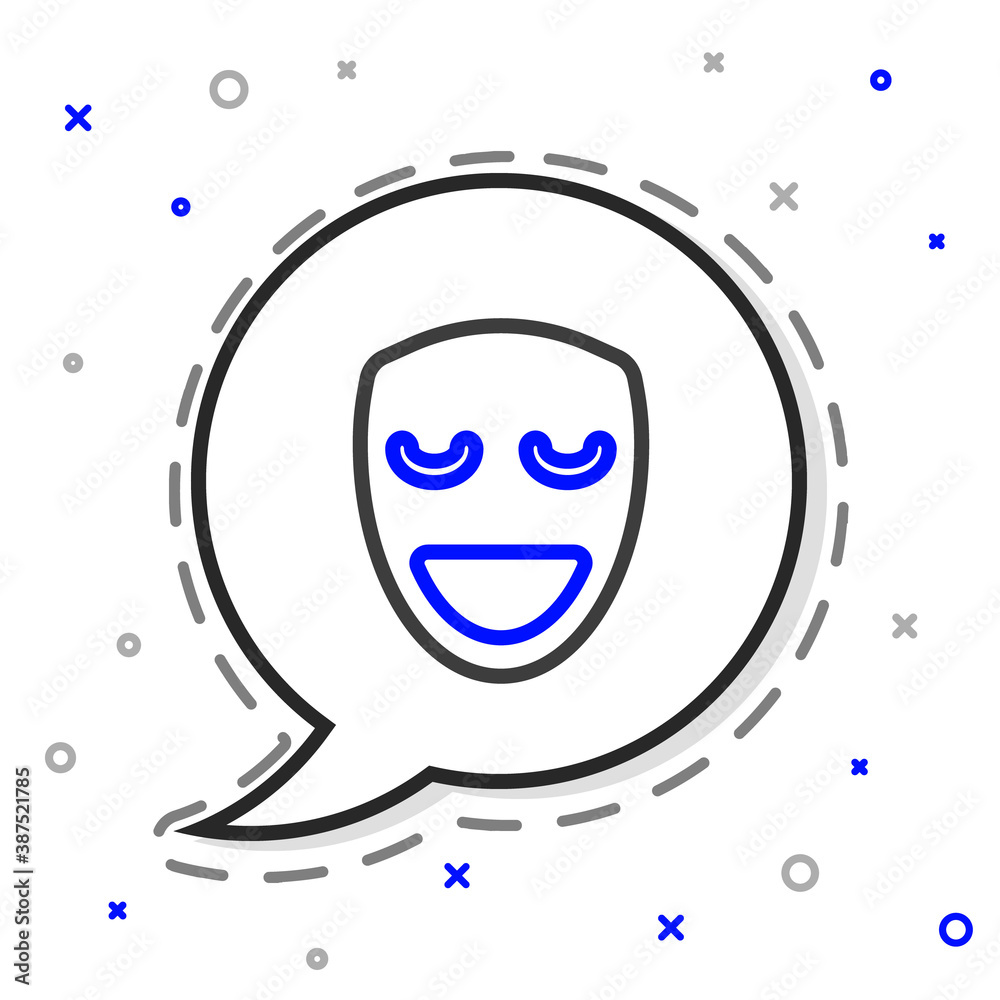 Line Comedy theatrical mask icon isolated on white background. Colorful outline concept. Vector.