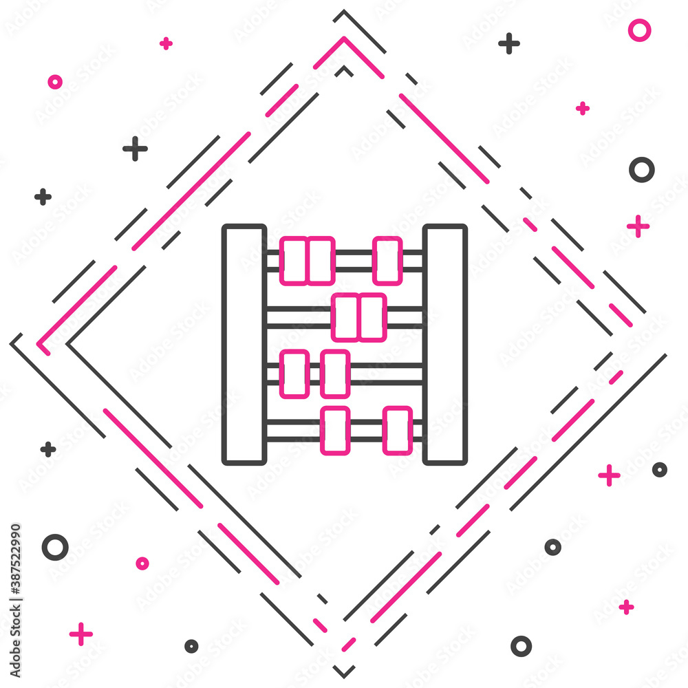 白色背景上隔离的线条算盘图标。传统计数框。教育标志。Mathemati