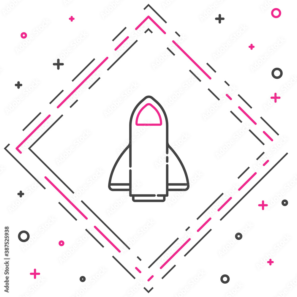 Line Rocket ship icon isolated on white background. Space travel. Colorful outline concept. Vector.