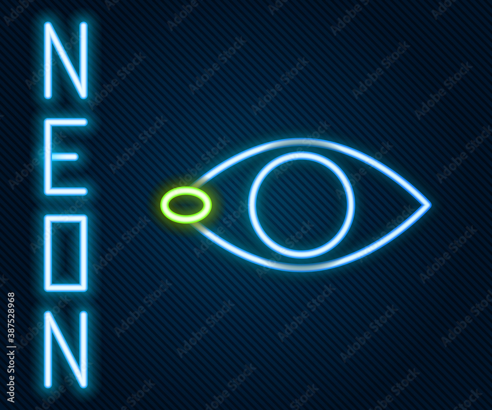 Glowing neon line Blindness icon isolated on black background. Blind sign. Colorful outline concept.