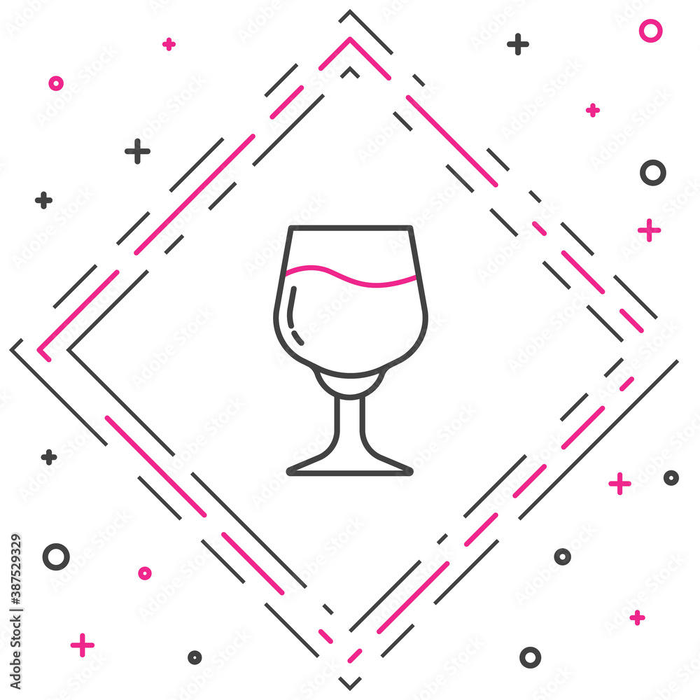 Line Wine glass icon isolated on white background. Wineglass sign. Colorful outline concept. Vector.