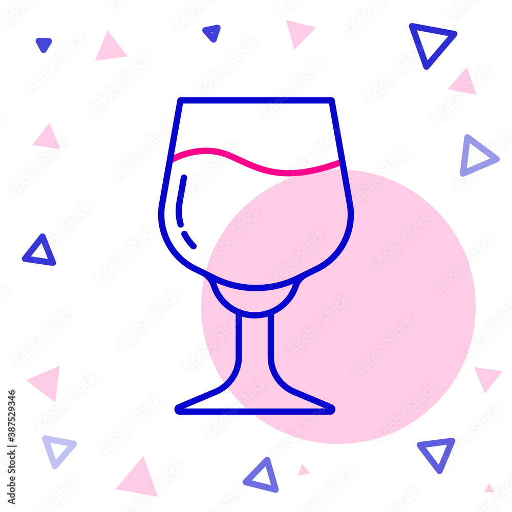 Line Wine glass icon isolated on white background. Wineglass sign. Colorful outline concept. Vector.