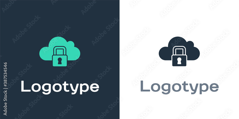 Logotype Cloud computing lock icon isolated on white background. Security, safety, protection concep