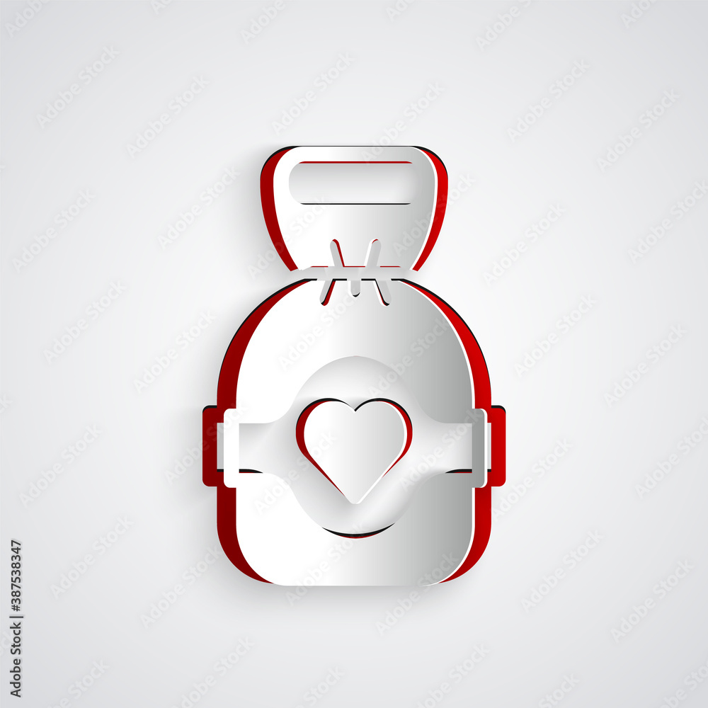 Paper cut Chocolate candy icon isolated on grey background. Paper art style. Vector.