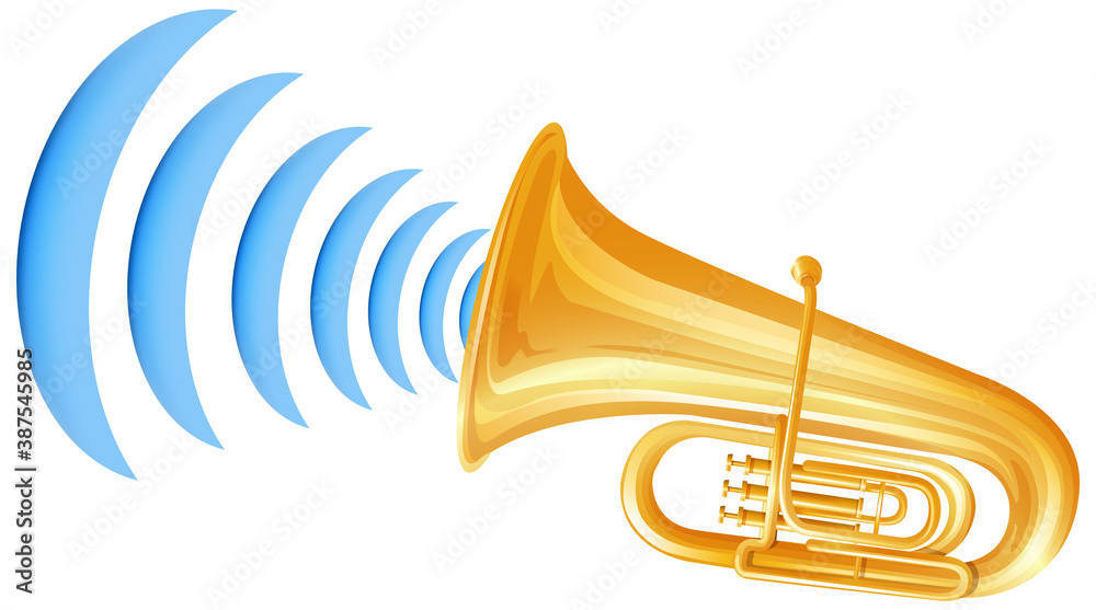 Trumpet with sound wave icon