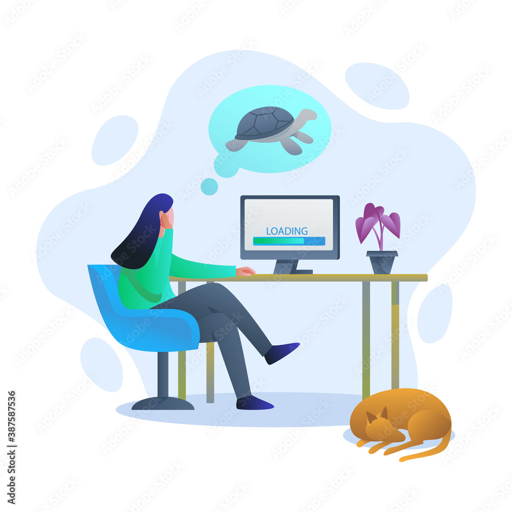 Lazy internet connection gradient  vector illustration concept