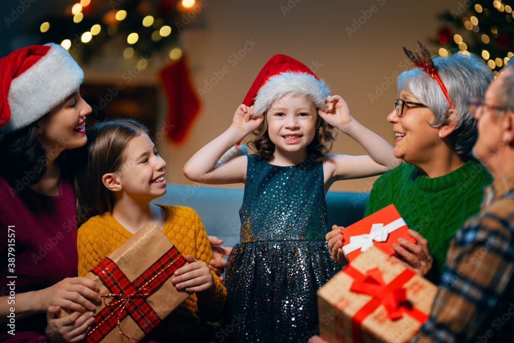 family celebrating Christmas