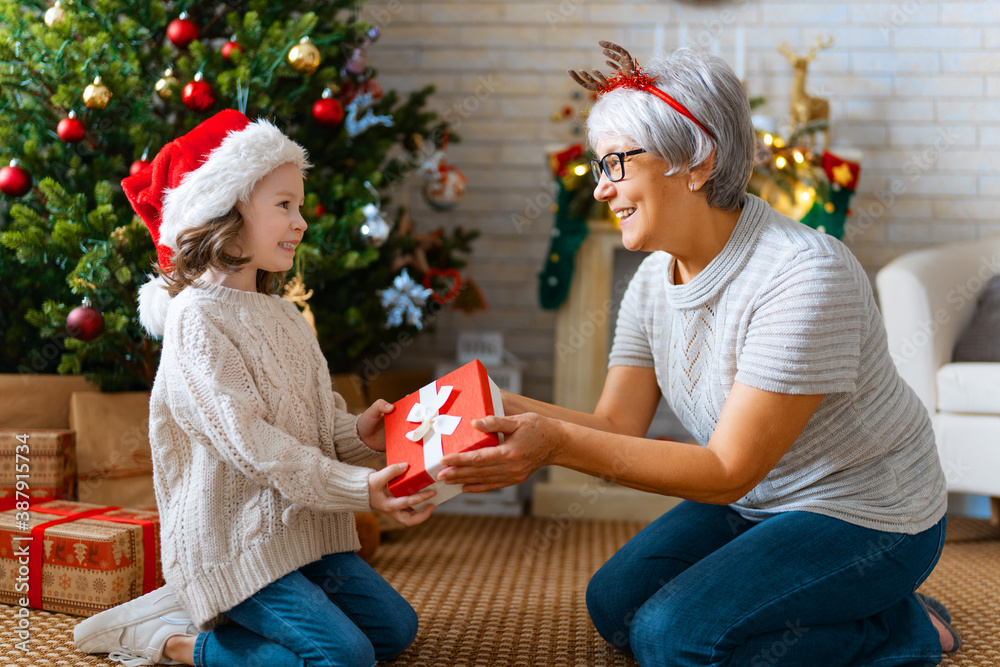 family celebrating Christmas