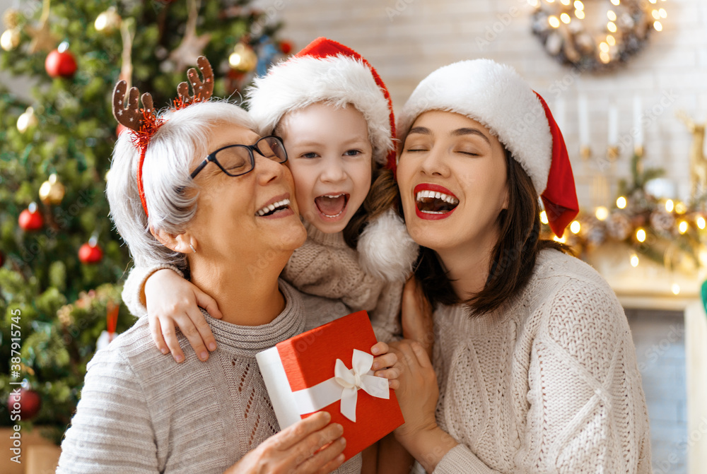 family celebrating Christmas