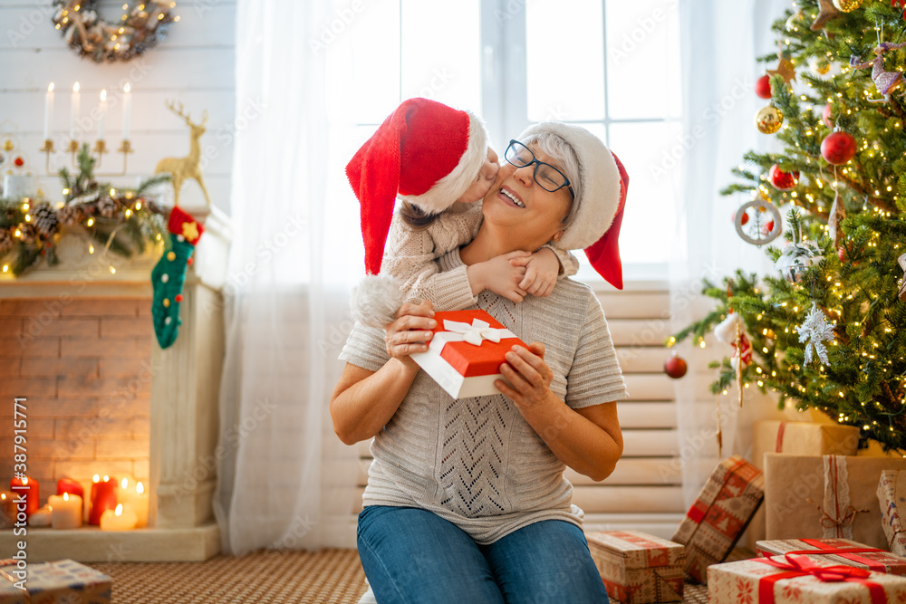 family celebrating Christmas